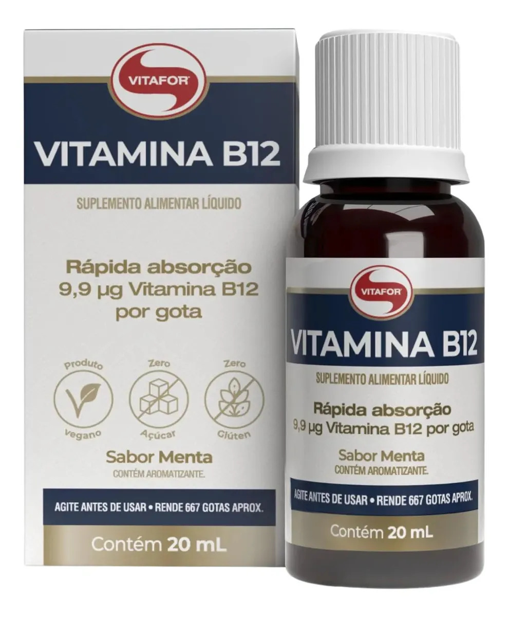 Vitamina B12 Vitafor em Gotas Vitamina B12 - 20ml menta - Vitafor Líquido