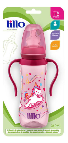 Mamadeira com Alça Acinturada Sonho 240ml Rosa - Lillo
