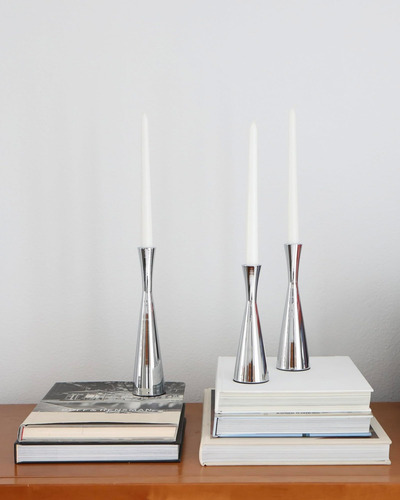 Aris Studio Silver Taper Candle Porters Juego De 3 Listas De