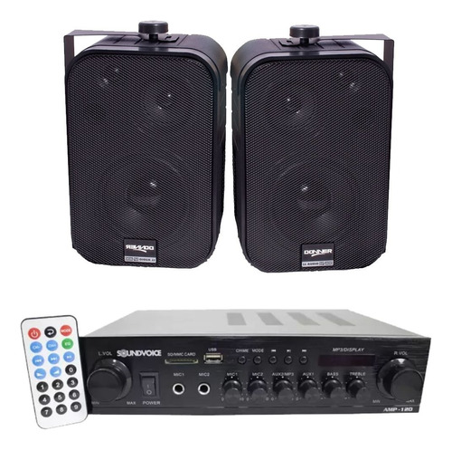 Kit Som Ambiente 2 Sp400 Donner + Amplificador Amp120 Top