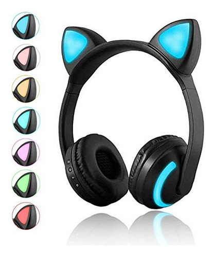 Auriculares Inalámbricos Bluetooth Con Orejas De Gato Y Micr