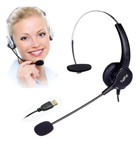 Telpal Auricular Monaural Con Cancelacion De Ruido LYSB01C439JGG-CMPTRACCS Negro