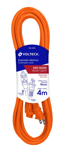 Extension Electrica Uso Rudo Volteck 4 Metros Cal. 16, 48043