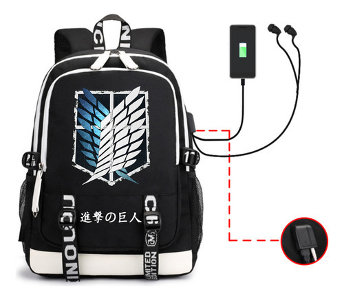 Attack Of The Giants Mochila Usb Para Estudiantes Color Blackf