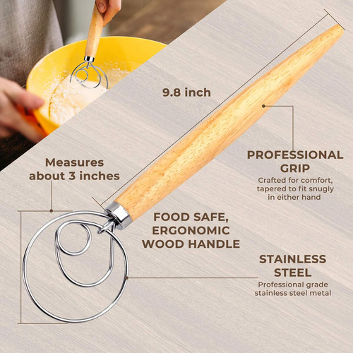 Batidor De Masa Para Hacer Pan Fuanrtk, Acero Inoxidable Dan