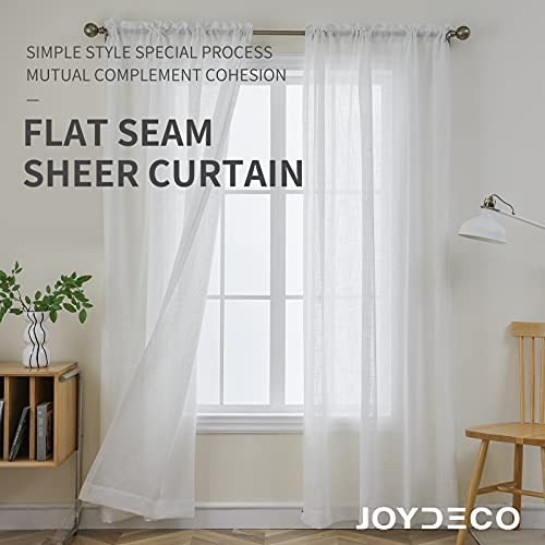 Juego De 2 Paneles Cortinas Traslúcidas Blancas 213 Cm