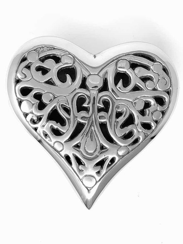 Alhajero Corazón Calado Grande 19 X 19 Cm Pewter Aluminio