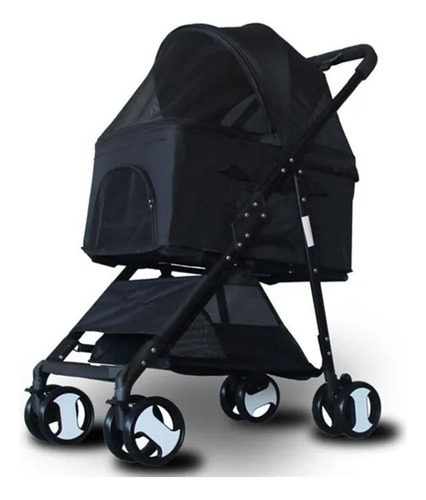 Coche 3 En 1 Plegable Negro Para Perro