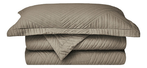 Kit Colcha Cobre Leito Casal Virtuos 3 Peças Camesa Bege Lisa