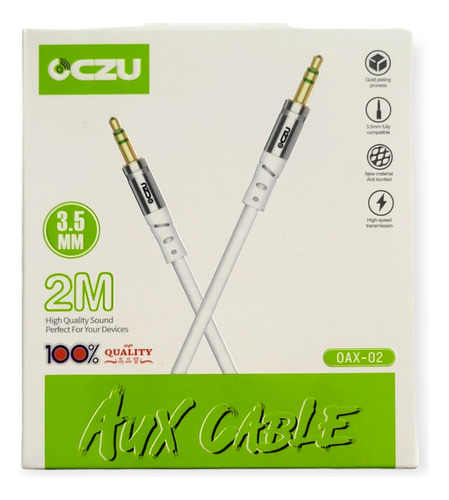 Cable Auxiliar Audio Estéreo Compatible Jack 3.5mm 2 Metros