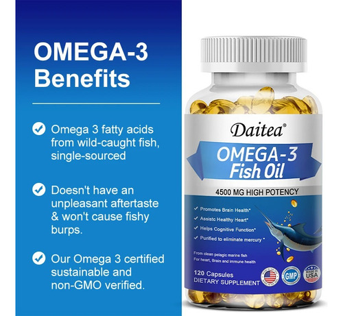 Daitea Omega 3 4500mg Epa Dha Colesterol Arterial