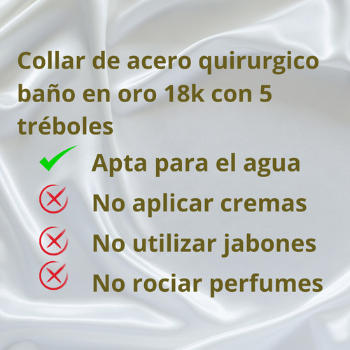 Cadena Collar 5 Treboles 4 Hojas Vc Buena Suerte Baño Oro 18 Dorado Y Blanco