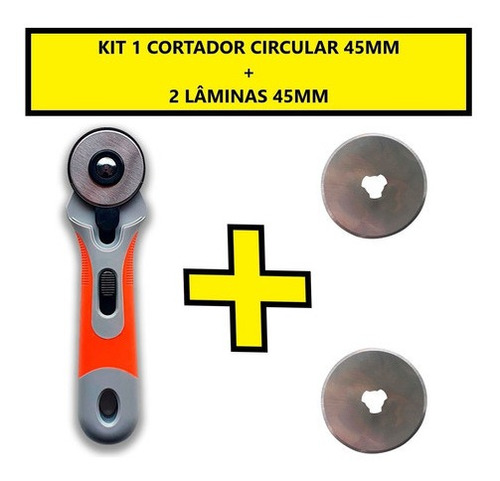 Kit Cortador Circular 45mm + 2 Lâminas Disco Pronta Entrega