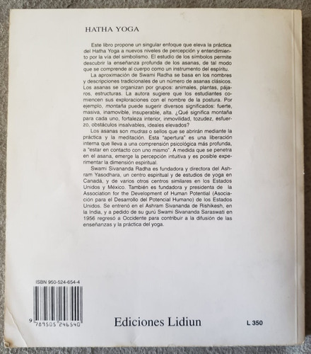 Hatha Yoga Lenguaje Oculto Símbolos Secretos Sivananda Radha (Usado)