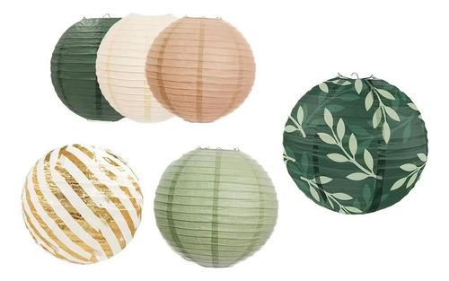 6 Uds Farolillo De Papel, Farol De Bola, Pompones De Papel