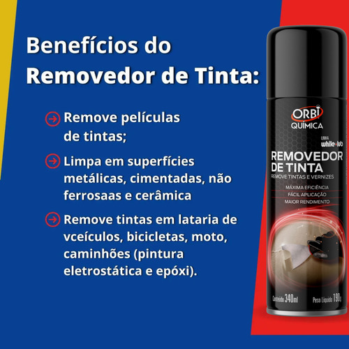 Kit 2 spray removedor de tinta e verniz Orbi 340ml