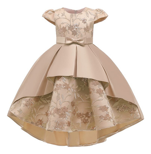 Vestido De Niña De Fiesta Mini-mi Modelo Lourdes Beige