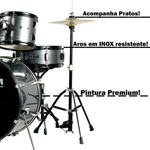 Bateria Acústica Premium Dx722 Bl Azul 22 Completa
