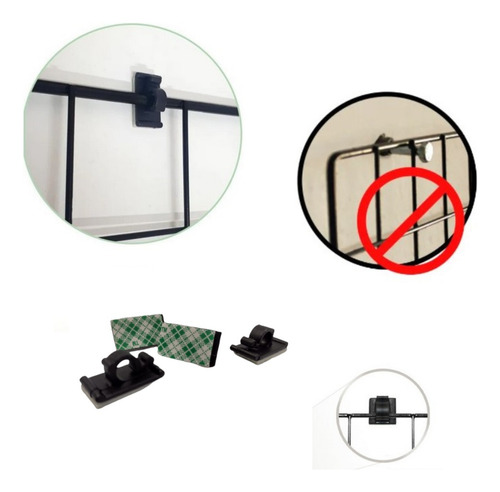 04 Clipes Auto Adesivo Preto Para Tela Aramada Memory Board