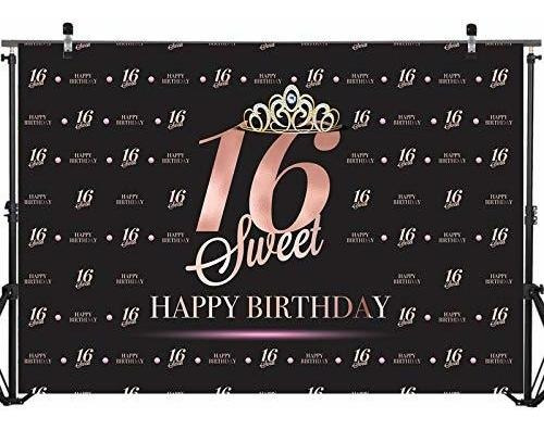 Decoraciones De Telón De Fondo De Feliz Cumpleaños Número 16