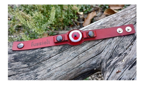Imagen 5 de 7 de Pulsera Ojito Turco Vidrio Y Cuero