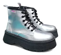 Comprar Borcegos Botas Nenas  Mujer Plataforma Moda Charol Negro 