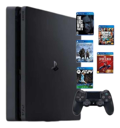 Ps4 Slim 1tb Recondicionado + 2 Jogos De Brinde + Envio Ráp Preto (Recondicionado)