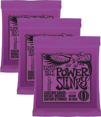 Cuerdas De Guitarra Ernie Ball Power Slinky Pack 3u. 11-48