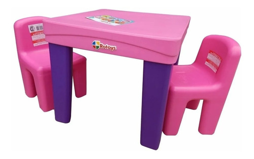 Juego Mesa 2 Sillas Rosa Violeta Rotoys Jardin Casa Valente