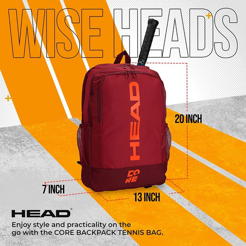 Mochila Backpack Head Core Red Para 2 Raquetas De Tenis