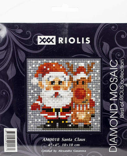 Riolis Kit Bordado Mosaico Diamante 4 X 4  Santa Claus