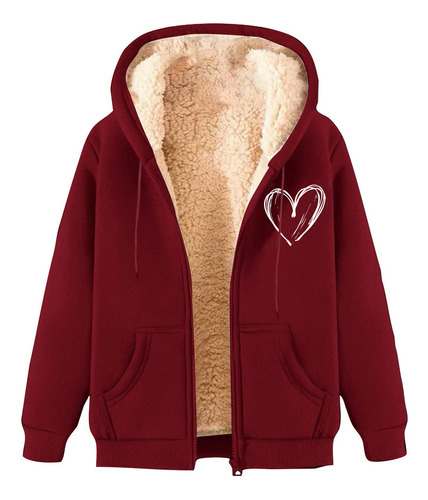 Chaqueta Con Capucha De Forro Polar Con Estampado Cálido De Invierno A La Moda