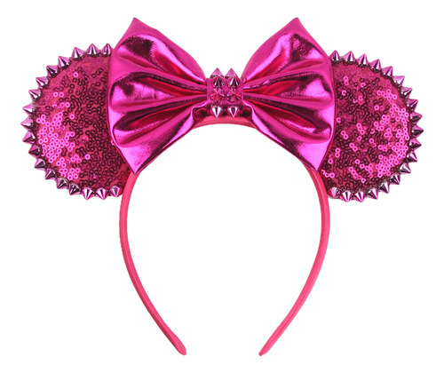 Orejas Mouse Mickey Diadema Moño Morado Y Picos