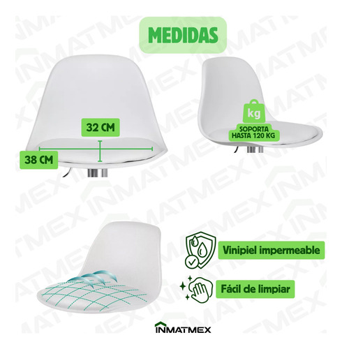 Banco Eames 3 Piezas Moderno Taburete Para Barra