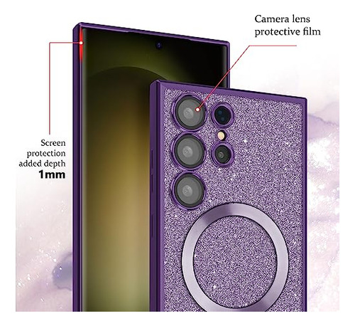 Funda Para Galaxy S23 Ultra Morado Piel Sintetica -4