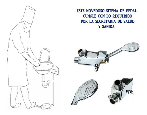 Imagen 5 de 7 de Válvula Llave De Pedal + Cuello Redondo Metálico + Acoples