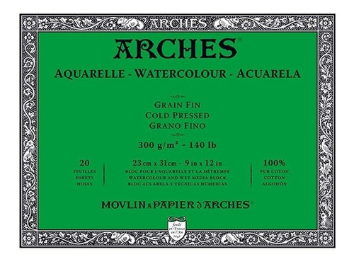 Canson Arches Block Acuarela 23x31 Cm 20 Hs 300 Grs Fino