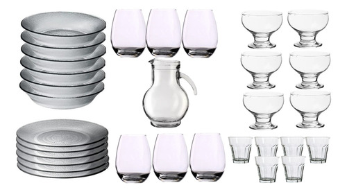 Set Vajilla Completa Vidrio 31 Piezas Platos Vasos Tazas