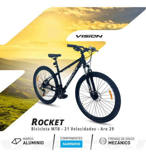 Bicicleta Mtb Vision Rocket Aro 29 Shimano 21v Disco Mec.
