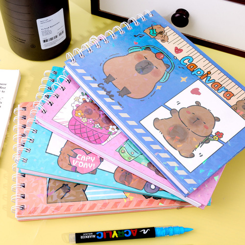 4 Libros Para Colorear Capibaras C/24 Colores Lápices