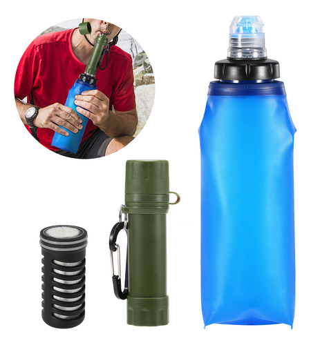 Botella De Filtro De Agua De Tpu Plegable De 600 Ml Para Act