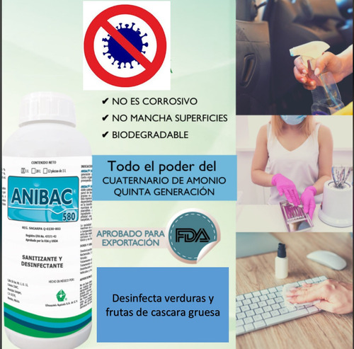 Anibac 580 2 Litros Sanitizante Concentrado De 4a Generacion