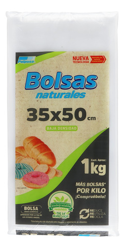 Bulto 25 Kg Bolsa Natural Transparente Bio Medidas 35 X 50 Cm - Cal. 125