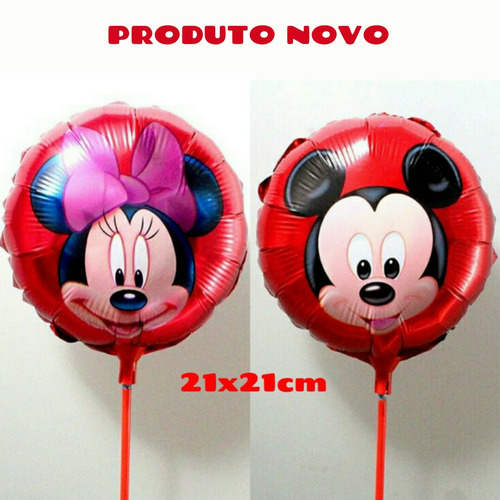 10 Balões Metalizados Mickey Minnie Mesa 21cm