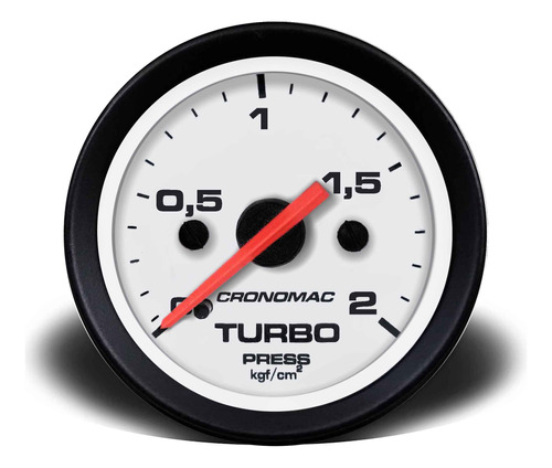 Manômetro Turbo 52mm Mecânico 2kg Street Branco Cronomac