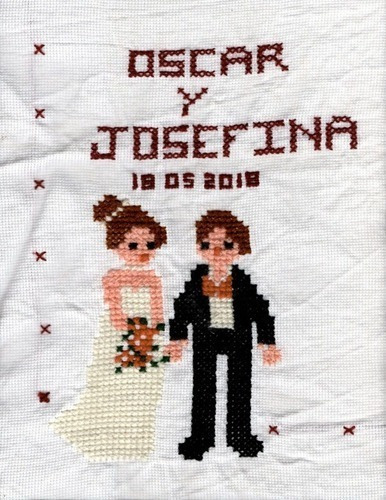 Servilleta Recuerdo Boda En Punto De Cruz 12 Piezas