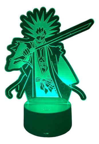 Luminária De Led Kenpachi Zaraki - Bleach - Base Branca Rgb