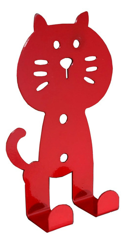 Portallaves De Pared Moderno Figura De Gato Colores Color Rojo