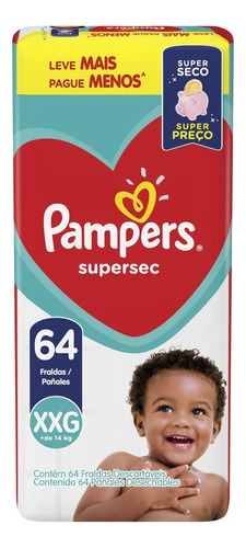 Fralda Pampers Jumbo Supersec Tam Xxg 64 Un Procter Gamble
