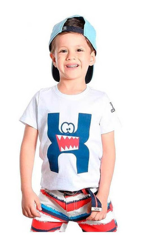 Camiseta Txc Infantil Manga Curta Branco Estampada